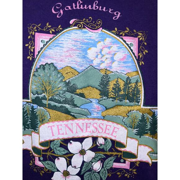 Vintage Tennessee Shirt Gatlinburg Purple Mountain Graphic Tee 90s Small - Picture 5 of 11
